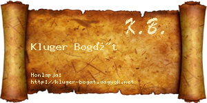 Kluger Bogát névjegykártya
